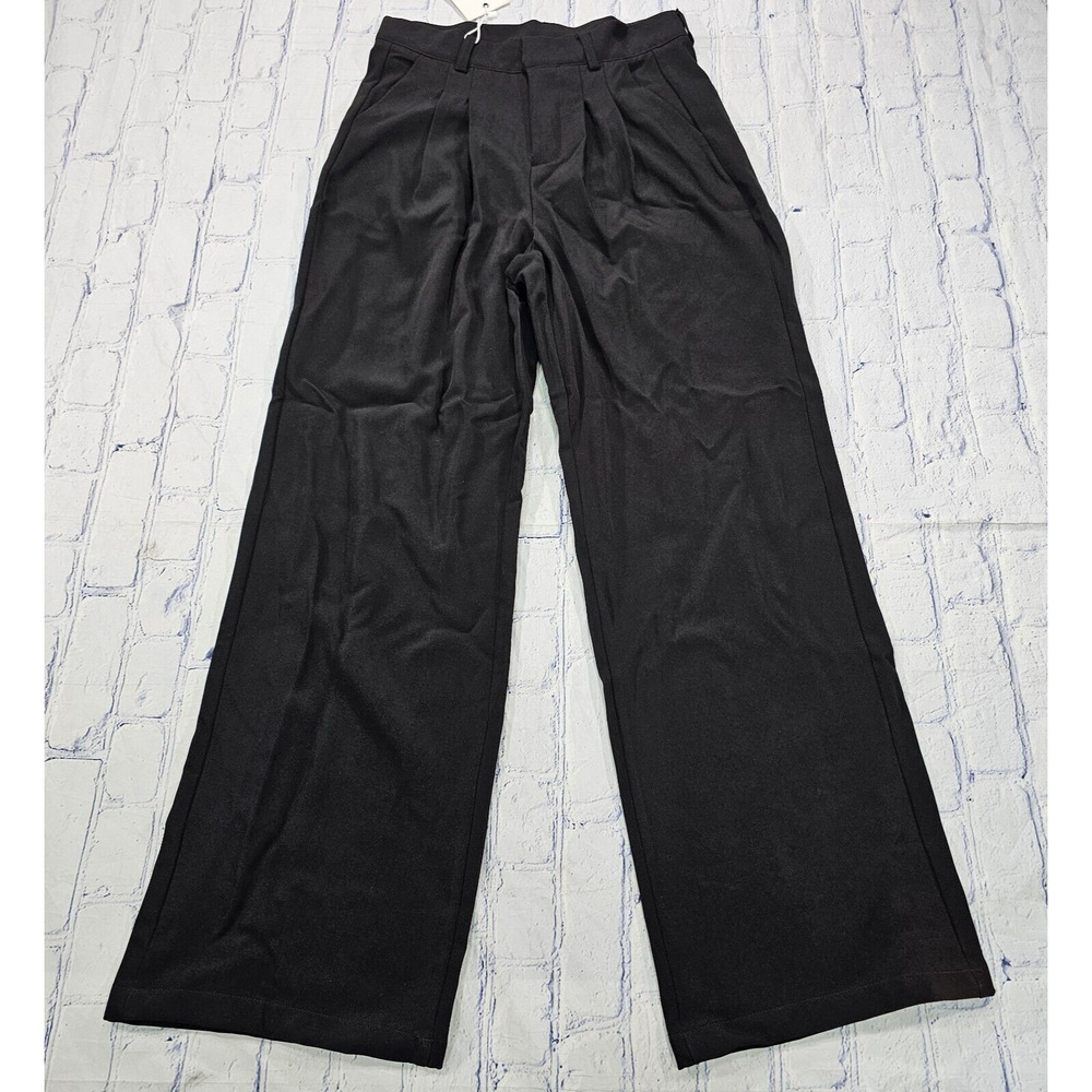 ELLEVEN Black WOMENS SIZE L LONG Elegant Wide Leg Dress Pants Office Causal